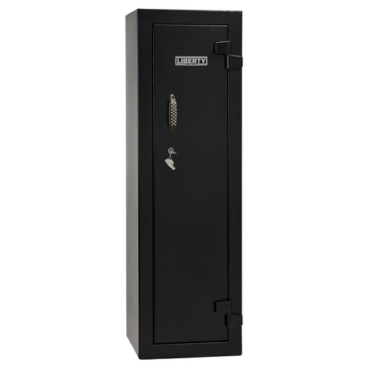 Ammo Cabinet 10 |  Dimensions: 59”(H) x 18”(W) x 16”(D) | 1 (Expandable to 2) Long Guns | Black - closed
