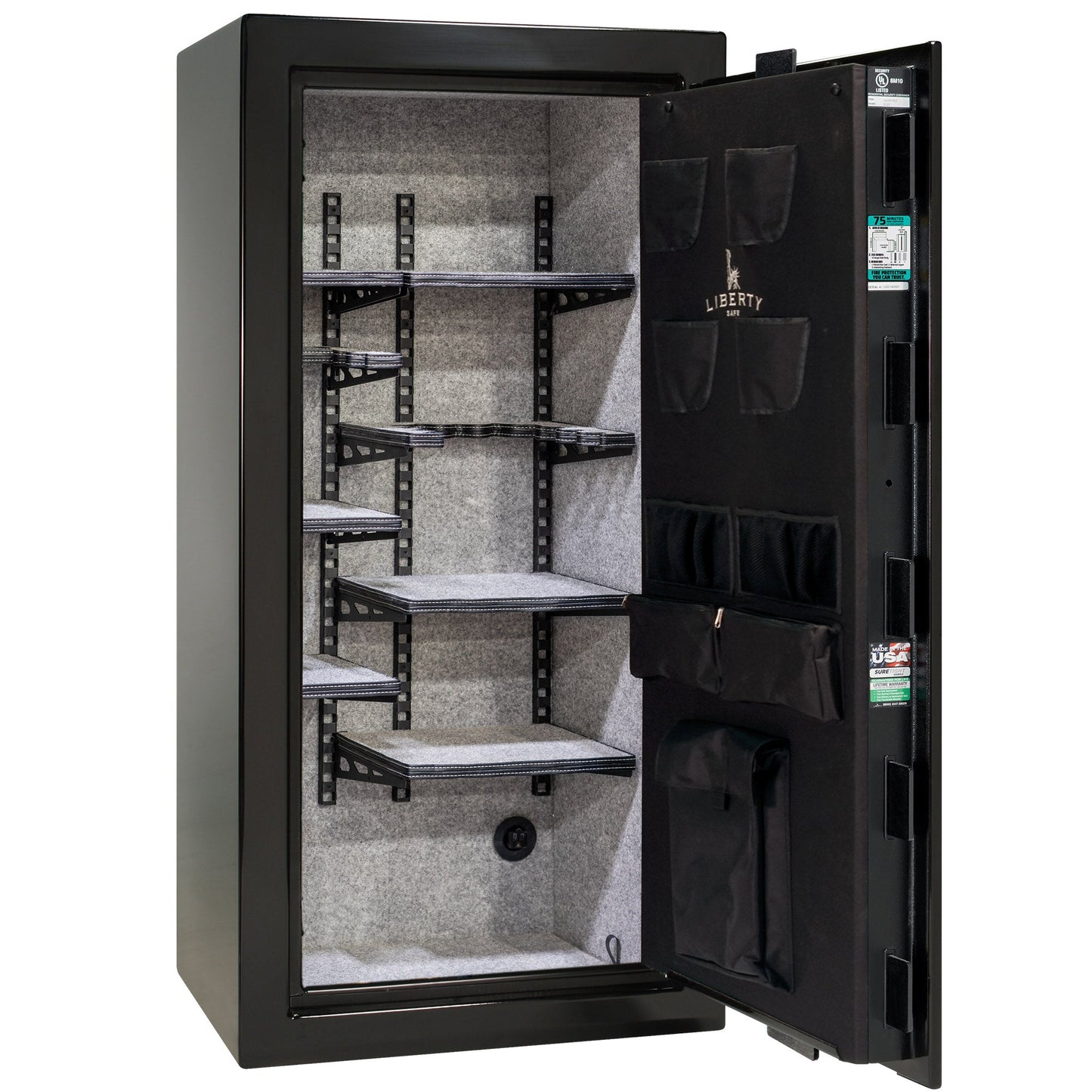 Colonial Series | Level 4 Security | 75 Minute Fire Protection | 23 PRO FLEX | DIMENSIONS: 60.5"(H) X 30"(W) X 22"(D*) | Black Gloss | Mechanical Lock - Closed