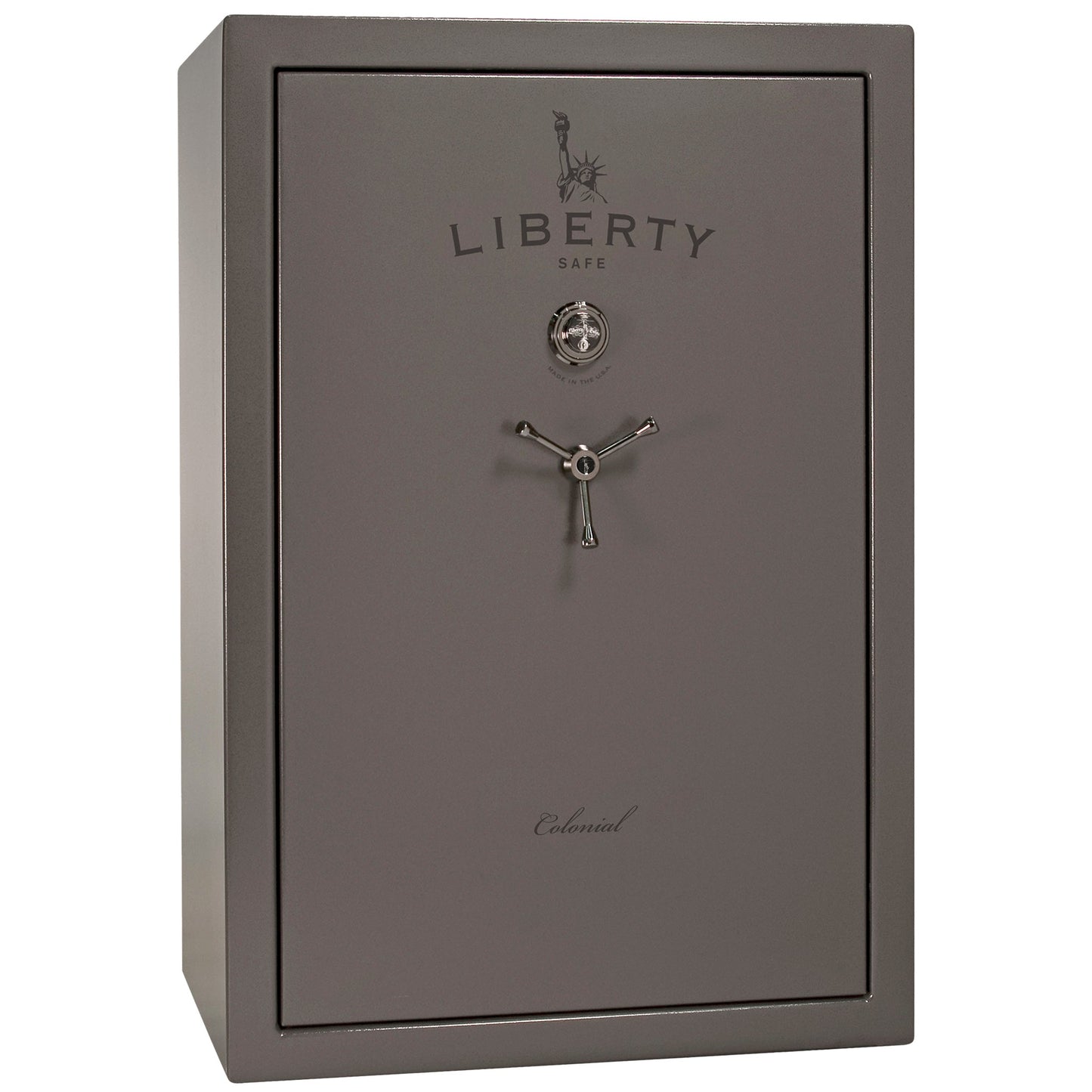 Colonial 35 | Pro Flex Interior | Level 4 Security | 75 Minute Fire Protection | Dimensions: 60.5"(H) x 42"(W) x 22"(D) | Up to 45 Long Guns | Gray Gloss | Mechanical Lock - Closed