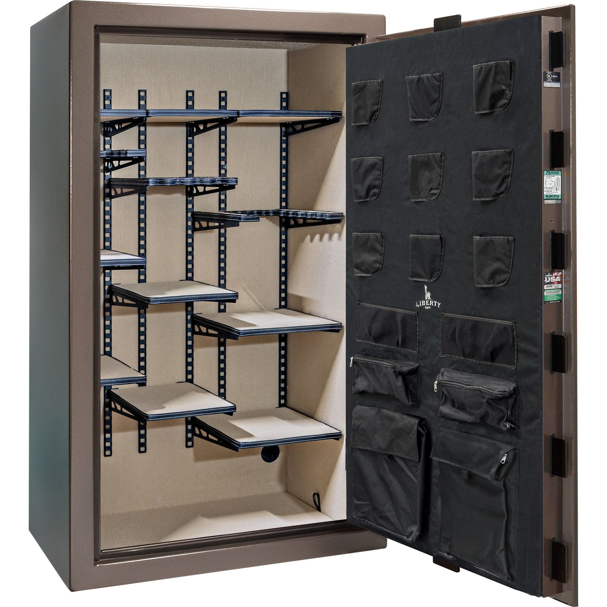 Colonial Series | Level 4 Security | 75 Minute Fire Protection | 50 PRO FLEX | DIMENSIONS: 72.5"(H) X 42"(W) X 27.5"(D*) | Bronze Textured | Electronic Lock - Open