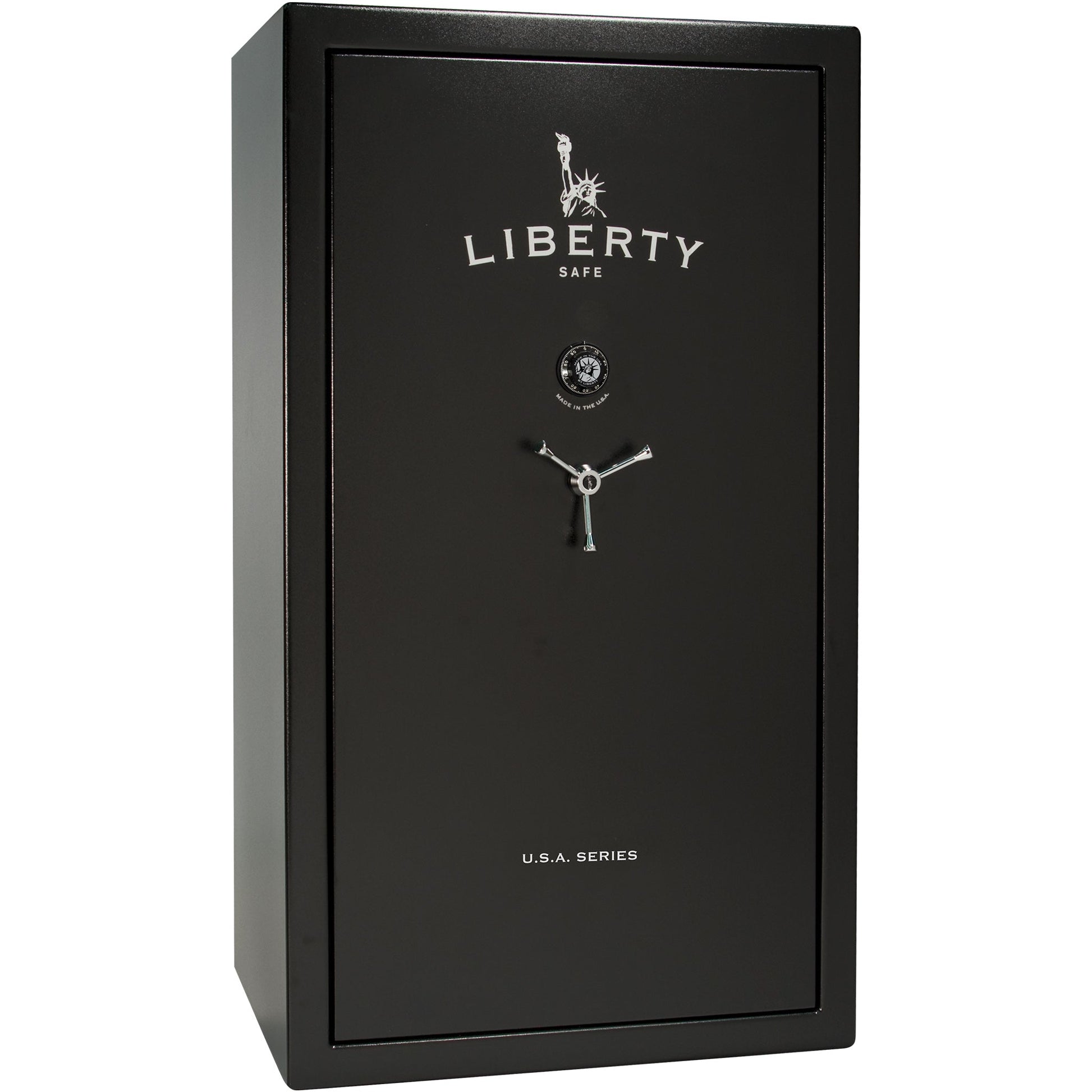 USA Series | Level 3 Security | 60 Minute Fire Rating | 50 | Dimensions: 72.5”(H) x 42”(W) x 27.5”(D) | Black Textured | Mechanical Lock - Closed Door